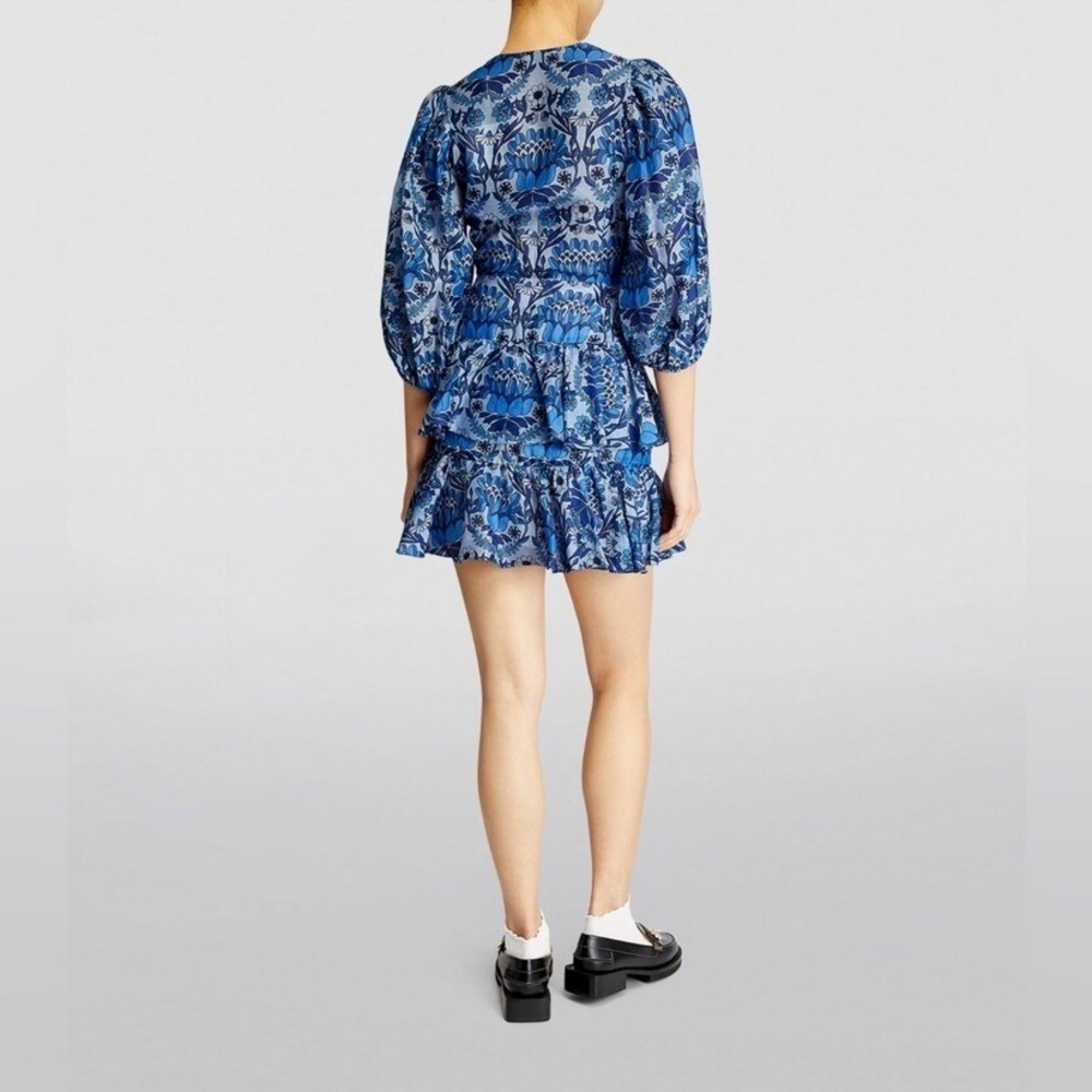 New! SANDRO PARIS Eyana Yana Scarf Linen Print Mini Dress 💙 XS - Picture 8 of 11